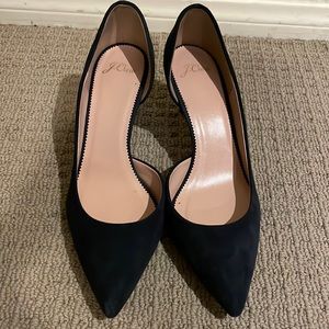 Navy Blue suede leather J.Crew heels. Size 10.